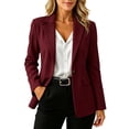 thumbnail image 1 of QIYAGBSA Blazer for Women Long Sleeve Notch Lapel Single Button Stretch Jacket with Flap Pockets Tailored Open Front for Office Work, 1 of 7