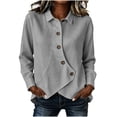 thumbnail image 1 of QIYAGBSA Button Down Shirts for Women Asymmetrical Button Placket Long Sleeve Collared Cotton Linen Relaxed Fit Casual Tops (Gray, S), 1 of 7