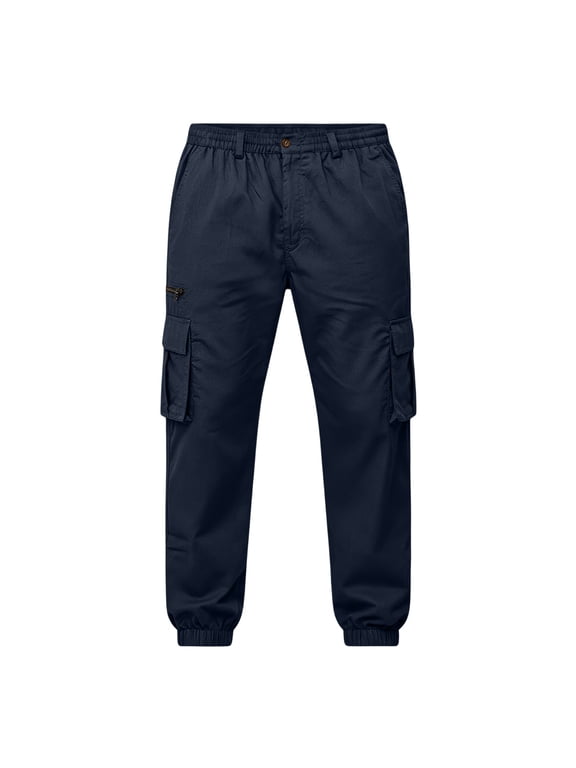 Cargo Joggers for Men Multi Flap Pockets Cuffed Ankle Button Fly Outdoor Hiking Work Pants for Gym Casual Daily Wear