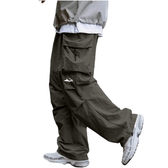 QIYAGBSA Cargo Pants for Men Drawstring Elastic Waist Multi Flap Pocket Adjustable Ankle Joggers Loose Fit Outdoor Hiking Casual Everyday Fall