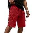 thumbnail image 1 of QIYAGBSA Cargo Shorts for Men Cotton Drawstring Elastic Waist with Flap Cargo Pockets Straight Leg Knee Length Outdoor Hiking Walking Summer Casual, 1 of 4