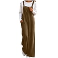thumbnail image 1 of QIYAGBSA Corduroy Overalls for Women Wide Leg Adjustable Strap Sleeveless Jumpsuit with Pockets Soft Fall Winter (Brown, S), 1 of 9