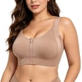 thumbnail image 1 of QIYAGBSA Front Zip Sports Bra Wireless Fixed Cups Plus Size for Active Days and Full Coverage, 1 of 4