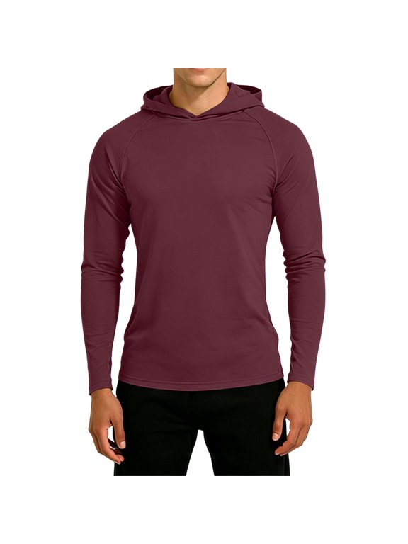 Hooded Sun Protection Shirts for Men Soft Lightweight Long Sleeve Mesh Athletic Pullover Hiking Running Fishing Workout Outdoor Tops