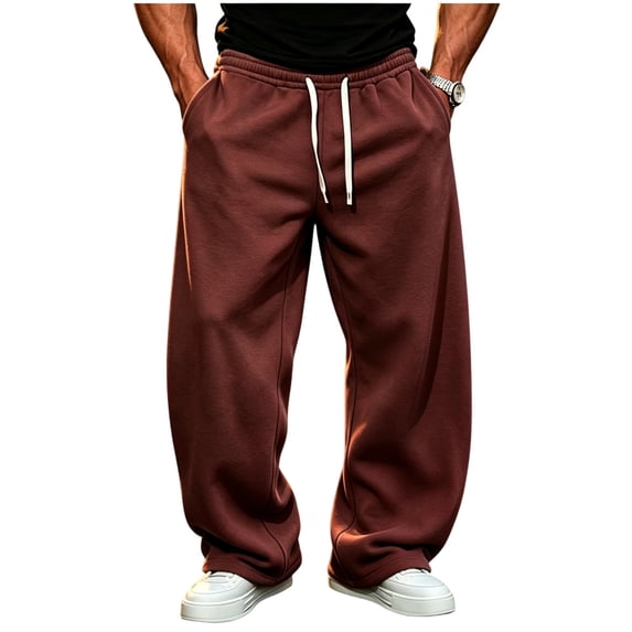 QIYAGBSA Joggers for Men Elastic Drawstring Waist Wide Straight Leg ...