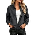 thumbnail image 1 of QIYAGBSA Lightweight Zip Jackets for Women Stand Collar Full Zip Casual Windbreaker with Zipper Pockets Elastic Cuffs Fall Travel Hiking Outerwear, 1 of 7