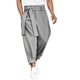 thumbnail image 1 of QIYAGBSA Men's Tie Waist Harem Pants Relaxed Drop Crotch Tapered Leg Casual Trousers with Side Pockets Streetwear Style (Gray, XL), 1 of 7