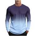 thumbnail image 1 of QIYAGBSA Ombre Gradient Long Sleeve T Shirts for Men Crew Neck Casual Pullover Lightweight Athletic Fit Fall Spring Base Layer Tees, 1 of 5