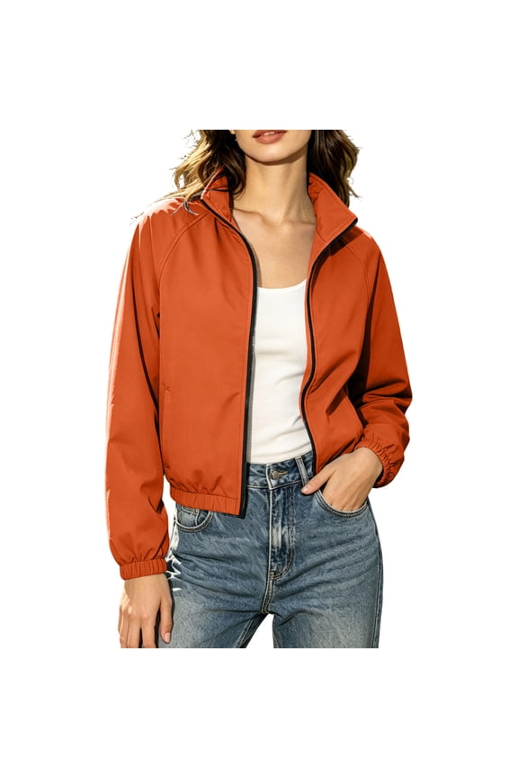 Oxford Cloth Outdoor Jackets for Women, Zip Up Hiking Coat with Windproof and Water Resistant Finish, Lightweight Active Outerwear for Travel and Trail