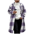 thumbnail image 1 of QIYAGBSA Plaid Coat for Men Long Button Down Overcoat Lapel Shirt Jacket with Chest Pockets for Fall Winter Casual Outdoor, 1 of 6