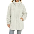 thumbnail image 1 of QIYAGBSA Sherpa Fleece Jackets for Women Stand Collar Full Zip Oversized Fuzzy Plush Long Sleeve Coats with Pockets Fall Winter Warm Outerwear, 1 of 9