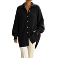 thumbnail image 1 of QIYAGBSA Soft Cardigan Sweaters for Women Ribbed Knit Button Down Lapel Collar Loose Mid Length Long Sleeve with Pockets Fall Winter Layer, 1 of 7