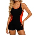 thumbnail image 1 of QIYAGBSA Swimsuit for Women One Piece Color Block Boyleg Bathing Suit (Red M), 1 of 6