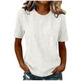 thumbnail image 1 of QIYAGBSA Tops for Women Soft Denim Crew Neck Short Sleeve Casual Pullover Solid Color Summer Everyday Wear for Weekend Travel Errands Daily Outfits (White, S), 1 of 9