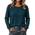 thumbnail image 1 of QIYAGBSA Waffle Knit Sweaters for Women Long Sleeve Crew Neck Solid Loose Relaxed Fit Drop Shoulder Ribbed Cuffs Lightweight Fall Winter Casual Pullover Tops, 1 of 5
