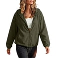thumbnail image 1 of QIYAGBSA Water Resistant Windbreaker Jackets for Women Hooded Lightweight Full Zip Raglan Sleeve Elastic Cuff Side Pockets Solid Fall Outdoor Casual Wear, 1 of 9