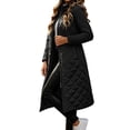QIYAGBSA Women Long Quilted Coat Stand Collar Open Front Diamond ...