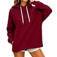 Drop Fit QIYAGBSA Women Pullover Hoodie Drawstring Hood Drop Shoulder Long ...