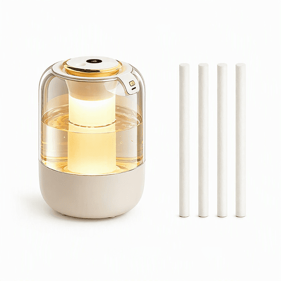 QIYFDDF 2.2L humidifier with humidity sensor, soft warm light & 4 spare cotton sticks, for home, office & plants