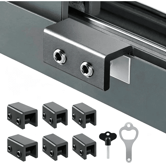 QIYFDDF Sliding Window Locks (6 Sets),Security Window Locks with Keys, Adjustable Aluminum Sliding Window Stops, NoDrill Installation, Fits Vertical & Horizontal Sliding Windows (Black)