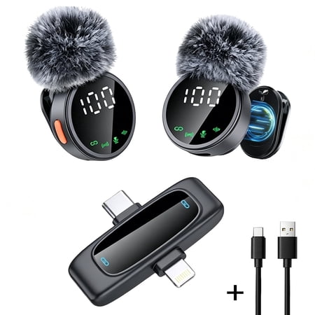 QIYFDDF Wireless Lavalier Microphone for Phone Android PC 10H Battery Mini Microphone with 2.4G Noise Cancellation 150ft Reception Mic with Plug/ Play/Real for Video Recording Interviews