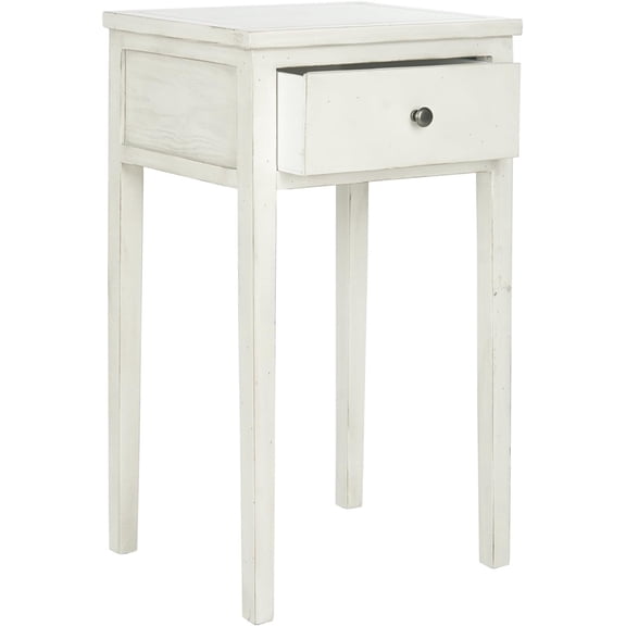 QIYIGUO Abel Off-White Birch End Table, 16.9"x14.2"x29.7", No Assembly, Indoor