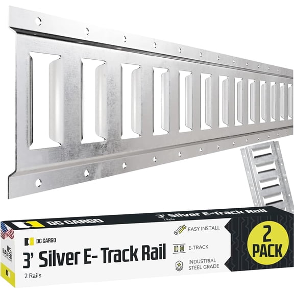 QIYIGUO E Track Tie Down Rail Kit 3' (2 Pack) for Garages, Vans, Trailers - Galvanized Steel - Secure Cargo & Heavy Loads