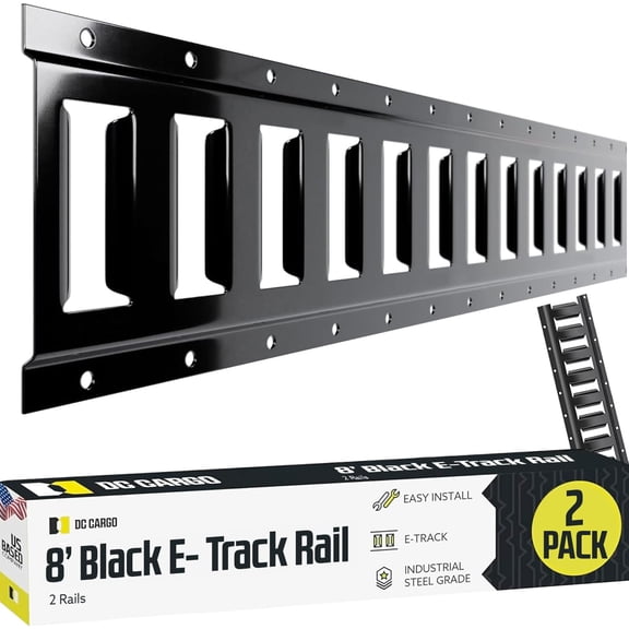 QIYIGUO E Track Tie Down Rail Kit 8' (2 Pack) for Garages, Vans, Trailers, Motorcycle, ATV - Black - Secure Cargo & Heavy Loads Up to 2,000 lbs