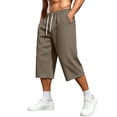 thumbnail image 1 of QIbmong Capri Sweatpants for Men Comfy Elastic Waist Drawstring Active Pants Breathable Summer Shorts with Pockets, 1 of 9