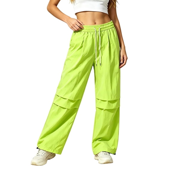 QIbmong Cargo Pants for Women Lightweight Hiking Bottoms Casual Loose Straight Summer Cool Athletic Trousers with Pockets(XXL,Green)