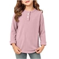 thumbnail image 1 of QIbmong Infants Toddler Girls Long Sleeve Shirts Crew Neck Ribbed Knit Tops Kids Casual Fall Winter Looses Pullover Undershirts for Back to School(7-8Years,Pink), 1 of 9
