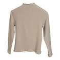 thumbnail image 1 of QIbmong Newborn Infants Girls Light Fleece Top Ruffle-Trim Long Sleeve Shirts Mock Neck Casual Lightweight Soft Cute Undershirts for Kids(3-4 Years,Khaki), 1 of 2