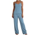thumbnail image 1 of QIbmong Summer Pajama Sets for Women Polka Dot Sleeveless Nightwear Camisole Tops Loose Pants Casual Soft Pjs Outfits(Light Blue,S), 1 of 5