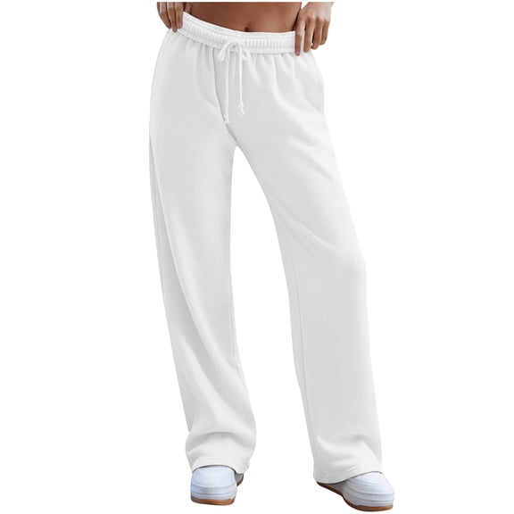 QIbmong Sweatpants Women Elastic Waist Drawstring Comfy Active Wear Casual Loose Straight Joggers with Pockets