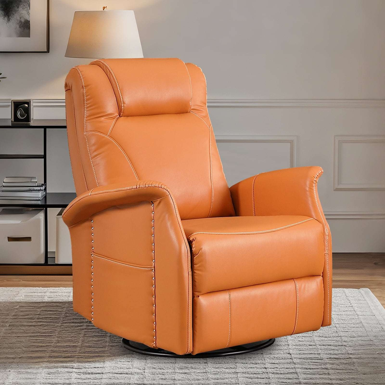 QJTC Swivel Rocking Recliner Chair, Faux Leather Manual QJTC Swivel Rocking Recliner Chair, Faux Leather Manual