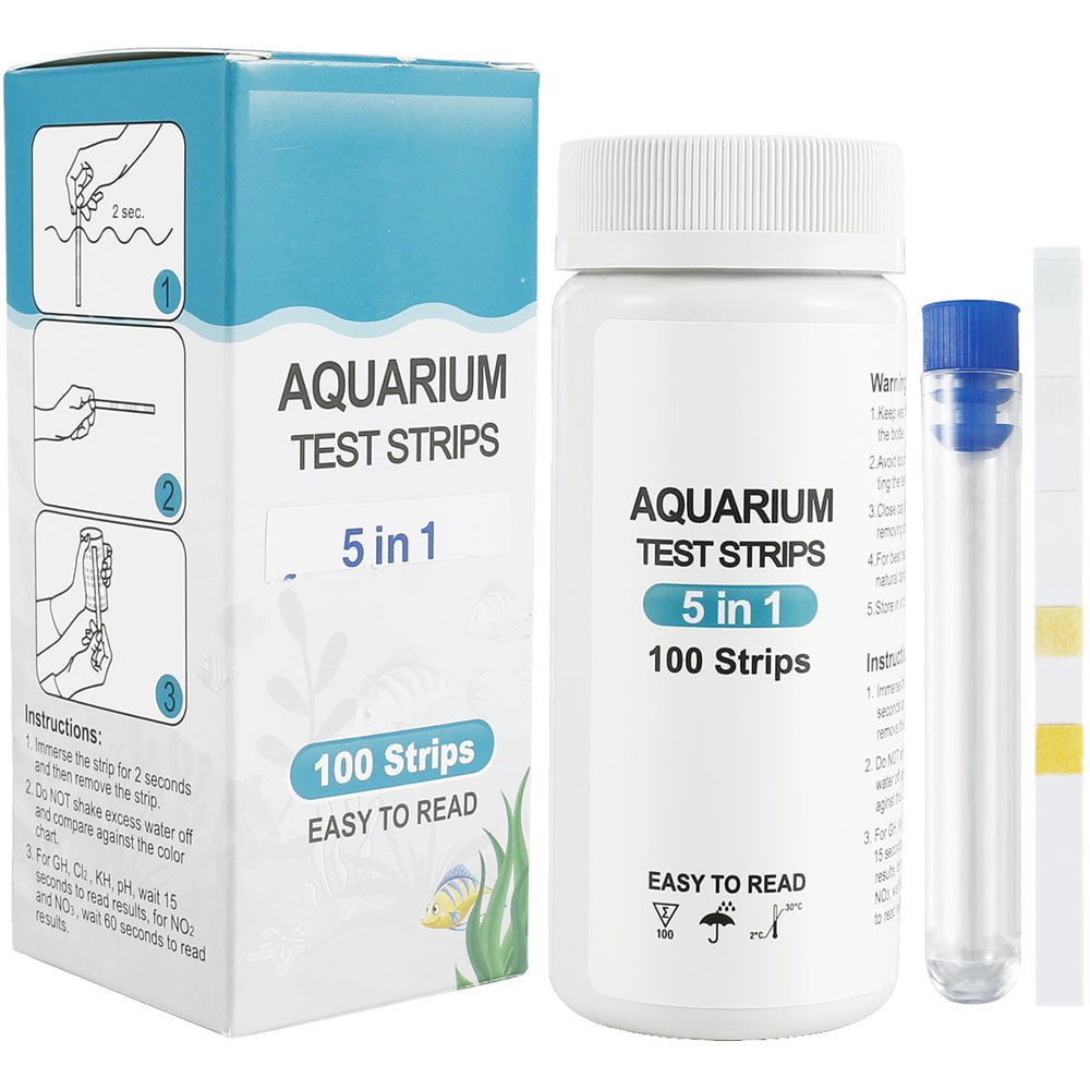 QJUHUNG 100Pcs Aquarium Test Strips 5 in 1 Fish Tank Test Kit