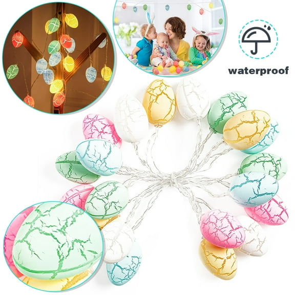 QJUHUNG 20 Easter Eggs LED String Lights Battery Operated Fairy String Lights Easter Decorations for Home Easter Tree Upstairs Banister Party Warm White