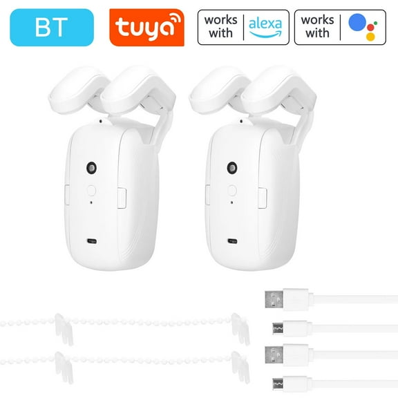 QJUHUNG 2PCS WiFi Intelligent Curtain Motor Electric Curtain Robot Automatic Opener No Wiring with Gateways Support APP Remote Control Timer Setup & Sensing Compatible with Home for Roman Rod