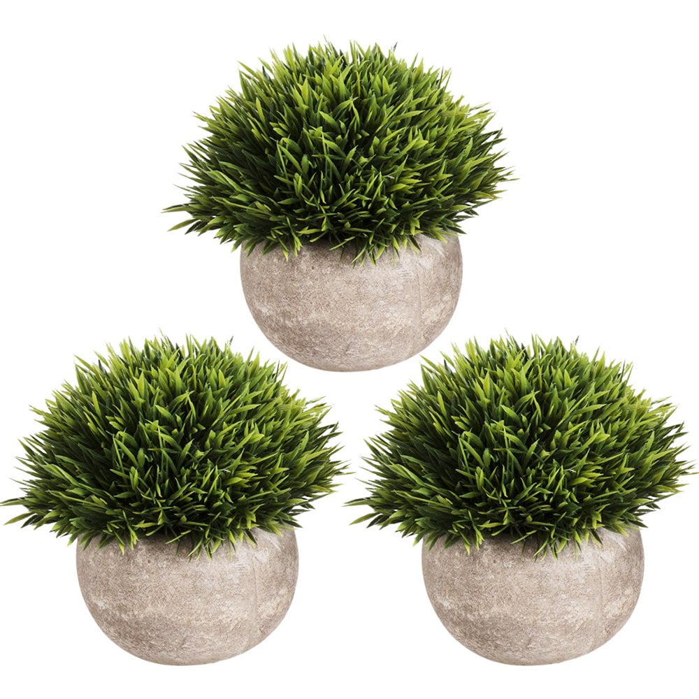 QJUHUNG 3Pcs Artificial Potted Plant Fake Mini Plant Reusable Plastic