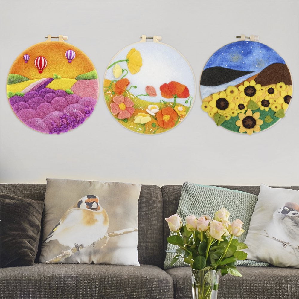 QJUHUNG 3Pcs Needle Felting Kit for Beginners Needle Felt Starter Set