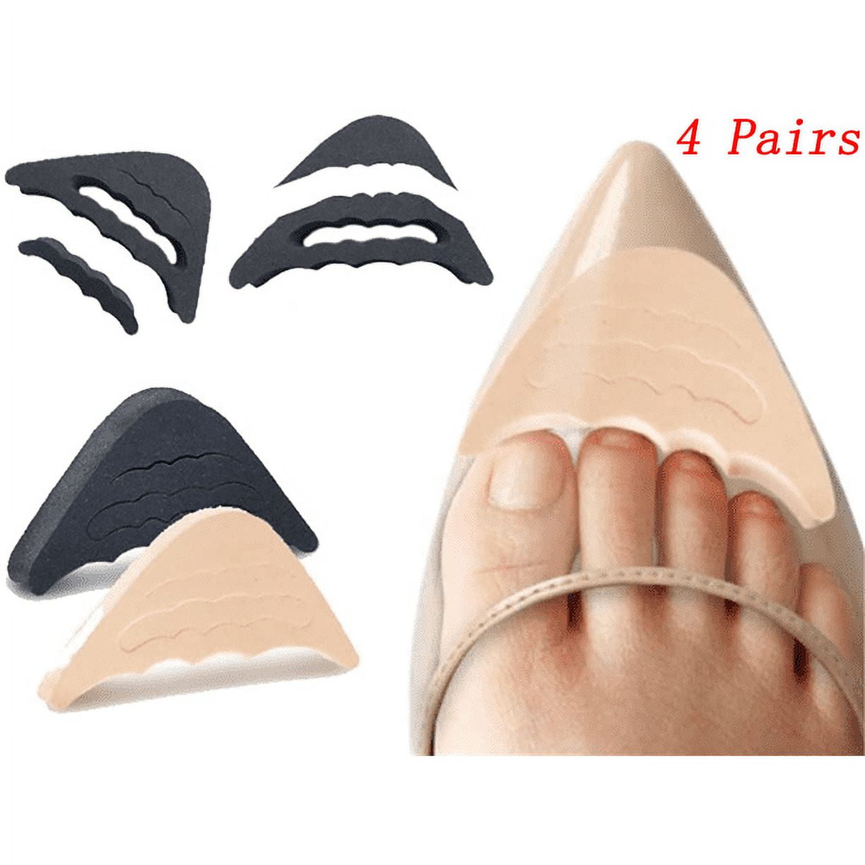 QJUHUNG 4 Pairs Women High Heel Toe Plug Insert Shoe Big Shoes Toe Front  Filler Cushion Pain Relief Protector Adjustment Shoe Accessories（2 black 2  Flesh Color） 