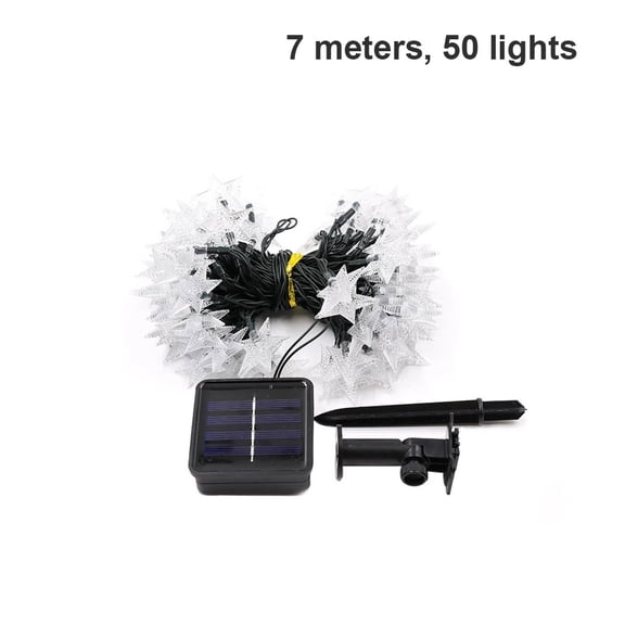 QJUHUNG 50Pcs Solar String Light Star LED String Lights Outdoor Garden Decor Lamp Fairy String Lights