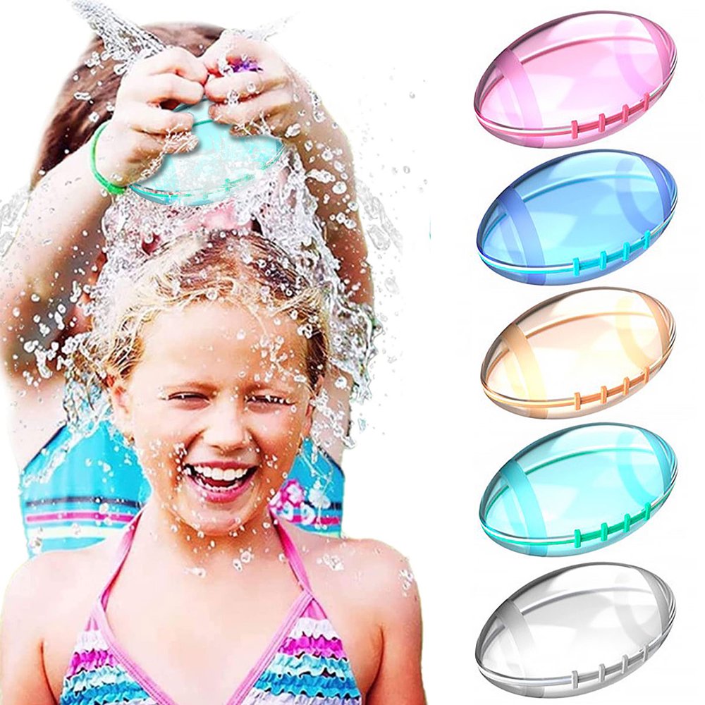 QJUHUNG 5Pcs Reusable Water Balloons Silicone Rapid Fill Water Ball