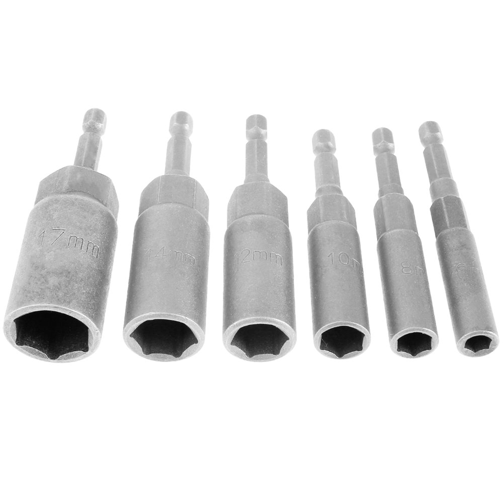 QJUHUNG 6Pcs 617mm Socket Adapter Set Extra Deep 1/4 Inch Hex Shank
