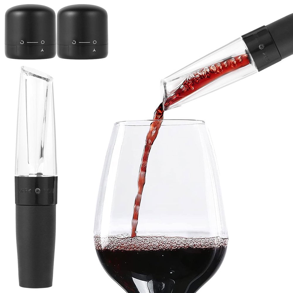QJUHUNG Adjustable Red Wine Aerator with 2 Wine Sealing Stoppers Professional Wine Decanter and
