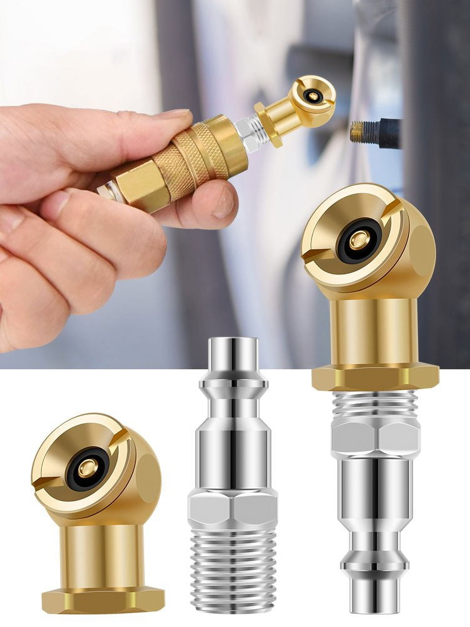 QJUHUNG Ball Inflator Air Chuck Set Brass 1/4NPT Air Compressor Tire