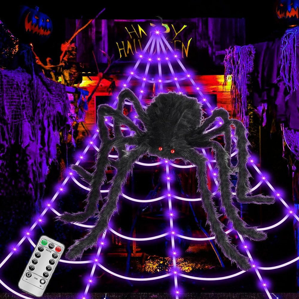 QJUHUNG Brighter Spider s Halloween Decorations Lights 125 Purple
