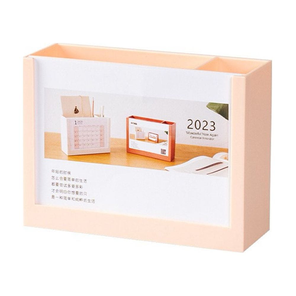 QJUHUNG Calendar 2023 Desk Calendar Pen Holder Desktop Organizer