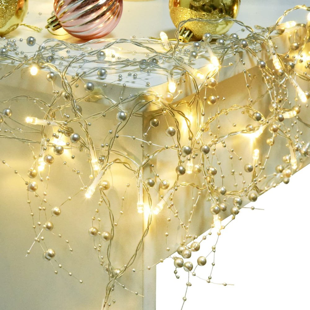 QJUHUNG Christmas Garland Lighted Berry Beaded Garland Indoor Christmas
