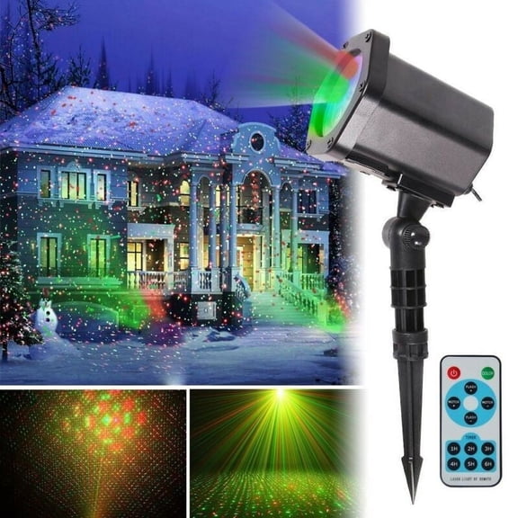 QJUHUNG Christmas Laser Lights, Waterproof Projector Lights LED Landscape Spotlight Red and Green Star Show, Christmas Decorative for Outdoor Garden Patio Wall Xmas Holiday Party